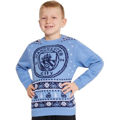 Manchester City FC Crew Neck Blue - Christmas Jumper Manchester City FC Crew Neck Blue - Christmas Jumper
