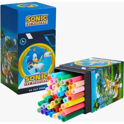 Sonic The Hedgehog - 48 Canetas - Laváveis - Marcadores de cor Sonic The Hedgehog - 48 Canetas - Laváveis - Marcadores de cor