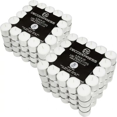 Deco Express Unscented Tealight Candle - 200 White Candles Deco Express Unscented Tealight Candle - 200 White Candles