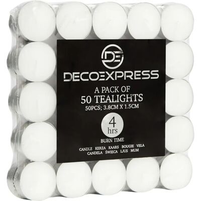 Deco Express Unscented Tealight Candle 8 Hours Pack of 200 - Tealight Candle Deco Express Unscented Tealight Candle 8 Hours Pack of 200 - Tealight Candle