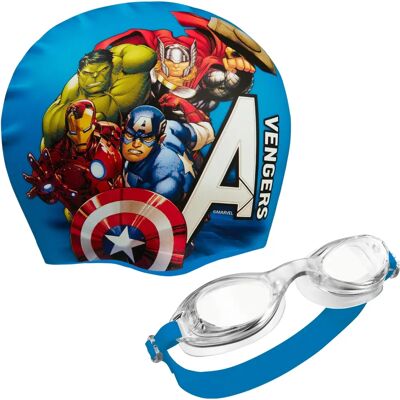 Conjunto de Óculos e Touca de Natação Marvel para Crianças - Proteção UV Conjunto de Óculos e Touca de Natação Marvel para Crianças - Proteção UV