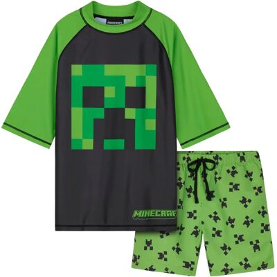 Minecraft Boys Model 2-Piece Swimsuit Set - Green/Black Minecraft Boys Model 2-Piece Swimsuit Set - Green/Black