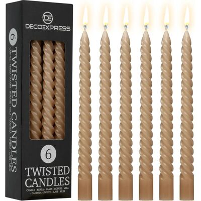 DECO EXPRESS DecoExpress Brown Twist Candles Pack of 6 - Candles DECO EXPRESS DecoExpress Brown Twist Candles Pack of 6 - Candles