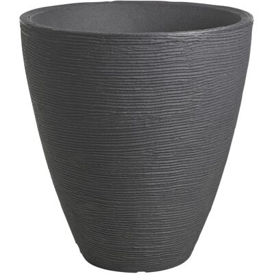 URBN Living - Round Ribbed Plant Pots - Charcoal - Planters URBN Living - Round Ribbed Plant Pots - Charcoal - Planters