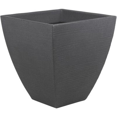 URBN Living - Charcoal Ribbed Square - Plastic - Plant Pot URBN Living - Charcoal Ribbed Square - Plastic - Plant Pot