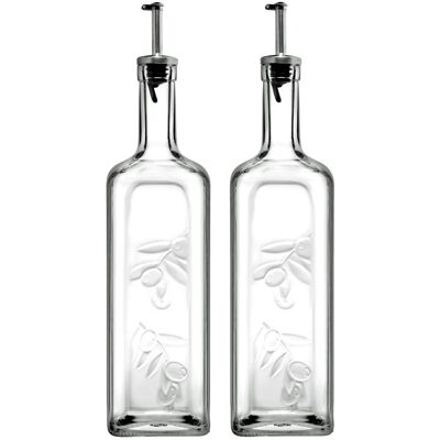 Pasabahce - 1L Oil Vinegar Glass Bottle - 1L - Metal Pourer - Bottle Pasabahce - 1L Oil Vinegar Glass Bottle - 1L - Metal Pourer - Bottle