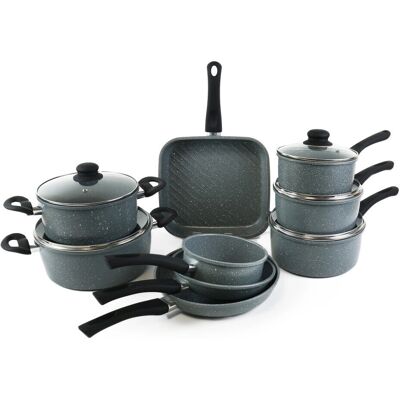 URBN-CHEF - 9pc Forged Carbon Steel Marble Grey - Marble Grey - Forged Carbon Steel - Cookware Set URBN-CHEF - 9pc Forged Carbon Steel Marble Grey - Marble Grey - Forged Carbon Steel - Cookware Set