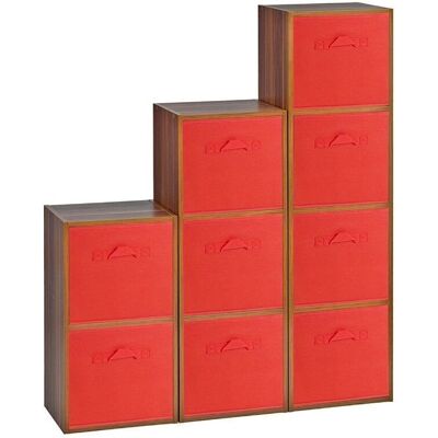URBN Living - Oak - Red - 9 Cubed Shelves - 9 Drawers URBN Living - Oak - Red - 9 Cubed Shelves - 9 Drawers