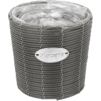 URBN Living - Rattan Design - Tall - Anthracite - Plant pot set URBN Living - Rattan Design - Tall - Anthracite - Plant pot set