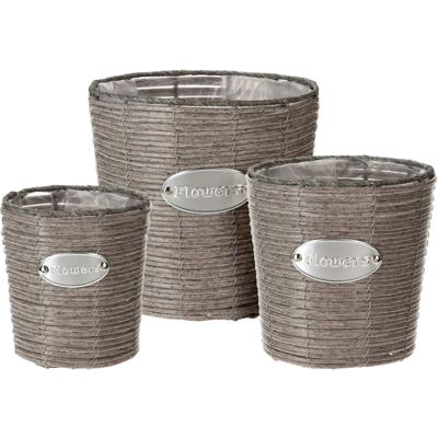 URBN Living - Rattan Design 3pc - Taupe - Tall - Planter Basket URBN Living - Rattan Design 3pc - Taupe - Tall - Planter Basket