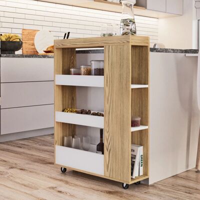 URBN Living - 4 Tier Slim Wooden Rolling - Storage cart URBN Living - 4 Tier Slim Wooden Rolling - Storage cart