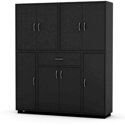 URBN Living - 8 Door 12 Shelf Cabinet D - Black - Bookcase URBN Living - 8 Door 12 Shelf Cabinet D - Black - Bookcase