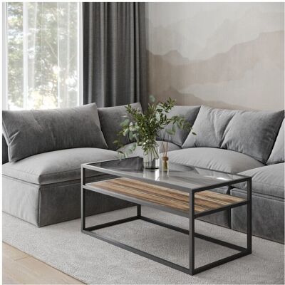 URBN Living - Dark Walnut Glass Top - Coffee Table URBN Living - Dark Walnut Glass Top - Coffee Table