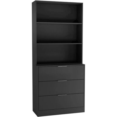 URBN Living - 80cm Combo - Black - 3 Drawer Chest - Bookcase URBN Living - 80cm Combo - Black - 3 Drawer Chest - Bookcase