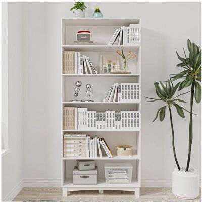 URBN Living - 6-tier Wide White - Wooden - Display - Bookcase URBN Living - 6-tier Wide White - Wooden - Display - Bookcase