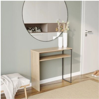 URBN Living - Oak 80cm Console - Wood & Steel - Storage - Console Table URBN Living - Oak 80cm Console - Wood & Steel - Storage - Console Table