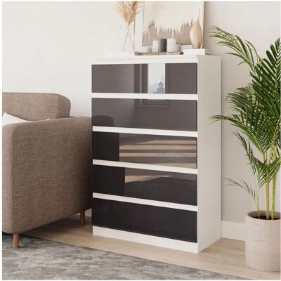URBN Living - 5-Drawer Chest - White & Grey - Chest of Drawers URBN Living - 5-Drawer Chest - White & Grey - Chest of Drawers