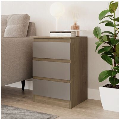 URBN Living - Skagen High 3 Drawer Chest - Oak & Grey - Chest URBN Living - Skagen High 3 Drawer Chest - Oak & Grey - Chest