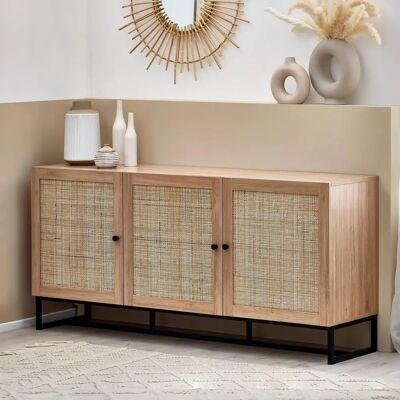 Julian Bowen Padstow Rattan- und Eichenschrank mit 3 Türen Julian Bowen Padstow Rattan- und Eichenschrank mit 3 Türen