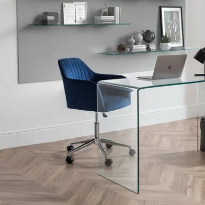 Kahlo Velvet Office Chair - Blue, Adjustable Height, Swivel - Office Chair Kahlo Velvet Office Chair - Blue, Adjustable Height, Swivel - Office Chair