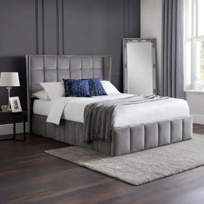 Julian Bowen Gatsby 5ft King Size Light Grey Fabric Ottoman Bed Frame Julian Bowen Gatsby 5ft King Size Light Grey Fabric Ottoman Bed Frame