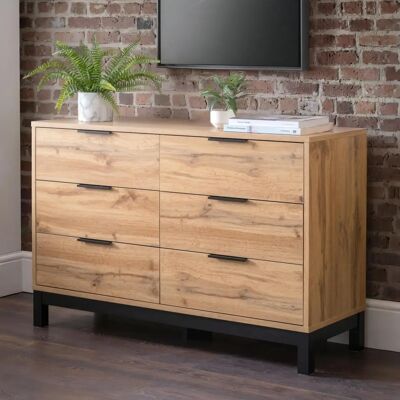 Julian Bowen Bali Oak 6 Drawer Wide Chest of Drawers - Chest of Drawers Julian Bowen Bali Oak 6 Drawer Wide Chest of Drawers - Chest of Drawers