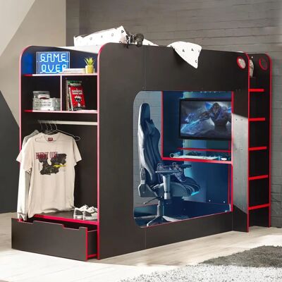 Julian Bowen Impact Cama Superpuesta para Juegos en Negro y Rojo - Cama Superpuesta Julian Bowen Impact Cama Superpuesta para Juegos en Negro y Rojo - Cama Superpuesta