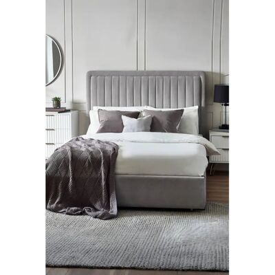 ASC - Santorini - Terciopelo Gris - 1 Cajón - Cama ASC - Santorini - Terciopelo Gris - 1 Cajón - Cama