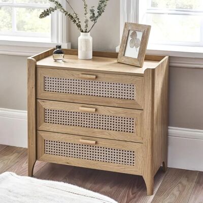 Julian Bowen Sydney - Oak - Rattan Effect - 3-Drawer - Chest of Drawers Julian Bowen Sydney - Oak - Rattan Effect - 3-Drawer - Chest of Drawers