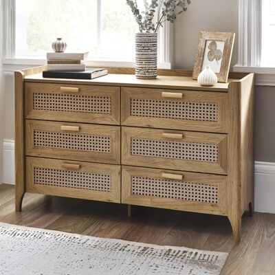 Julian Bowen - Sydney Oak and Rattan 33 Drawer Chest - Oak Julian Bowen - Sydney Oak and Rattan 33 Drawer Chest - Oak