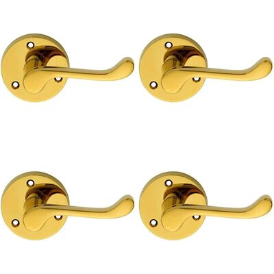 Unknown - Victorian Scroll Lever - 58mm Round Rose - Polished Brass - Door Handle Unknown - Victorian Scroll Lever - 58mm Round Rose - Polished Brass - Door Handle