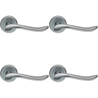 Loops - Scroll - Round Rose - Satin Chrome - Door Lever Handle Loops - Scroll - Round Rose - Satin Chrome - Door Lever Handle