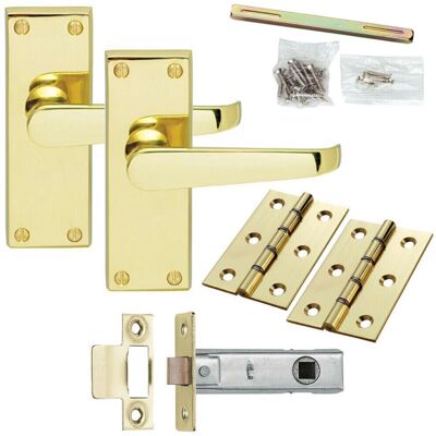 Generic - Brass Victorian Lever - Straight Lever - Square Backplate - Door Handle Set Generic - Brass Victorian Lever - Straight Lever - Square Backplate - Door Handle Set
