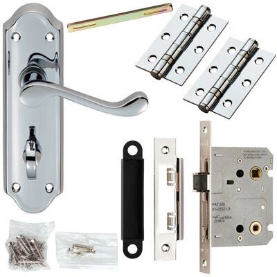 Loops - Door Handle & Bathroom Lock Pack - Chrome - Upturned Thumb Turn - Door hardware Loops - Door Handle & Bathroom Lock Pack - Chrome - Upturned Thumb Turn - Door hardware