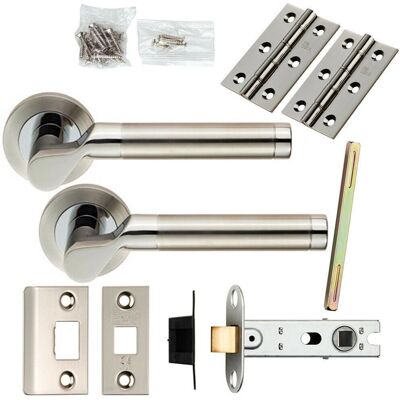 Loops Door Handle & Latch Pack - polished steel - cranked bar - screwless rose - Door handle set Loops Door Handle & Latch Pack - polished steel - cranked bar - screwless rose - Door handle set