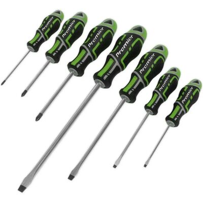 Loops - 7 Pack Premium Soft Grip - Green - Slotted & Phillips - Screwdriver set Loops - 7 Pack Premium Soft Grip - Green - Slotted & Phillips - Screwdriver set