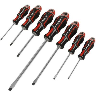 Loops - 7 Pack Premium Soft Grip Screwdriver Set - Red - Slotted & POZI - Screwdriver Set Loops - 7 Pack Premium Soft Grip Screwdriver Set - Red - Slotted & POZI - Screwdriver Set