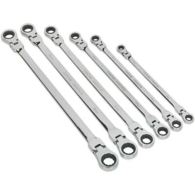 Loops - 6pc Flex Head Ratchet Ring Spanner - 12 Point Metric - Double - Set Loops - 6pc Flex Head Ratchet Ring Spanner - 12 Point Metric - Double - Set