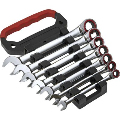 Loops 7pc PREMIUM Combination Ratchet 12 Point Metric Hardened Spanner Set Loops 7pc PREMIUM Combination Ratchet 12 Point Metric Hardened Spanner Set