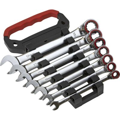 Loops - 7pc Reversible Ratchet Combination Spanner Set - 12 Point Metric - Spanner Set Loops - 7pc Reversible Ratchet Combination Spanner Set - 12 Point Metric - Spanner Set