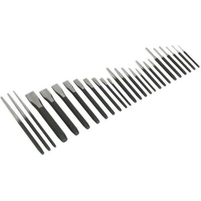 Loops - 26-Piece Steel Punch & Chisel Set - Hardened & Tempered - Tool Set Loops - 26-Piece Steel Punch & Chisel Set - Hardened & Tempered - Tool Set