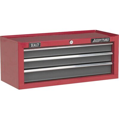 Loops 605 x 260 x 250mm RED 3 Drawer MID-BOX Tool Chest Lockable Storage Unit Cabinet - Tool Chest Loops 605 x 260 x 250mm RED 3 Drawer MID-BOX Tool Chest Lockable Storage Unit Cabinet - Tool Chest