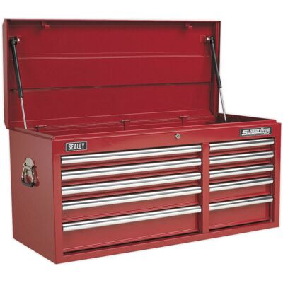 Loops 1025 x 435 x 495mm RED 10 Drawer Topchest Tool Chest Lockable Storage Cabinet - Tool Chest Loops 1025 x 435 x 495mm RED 10 Drawer Topchest Tool Chest Lockable Storage Cabinet - Tool Chest