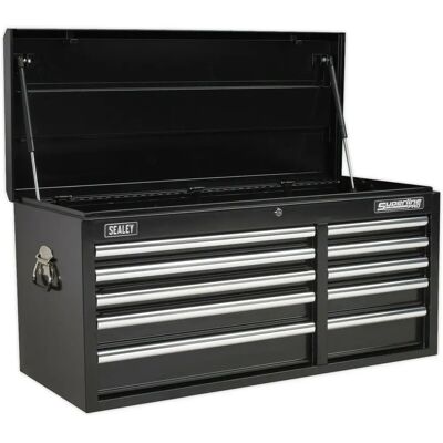 Loos 1025 x 435 x 495mm BLACK 10 Drawer Topchest Tool Chest Lockable Storage Cabinet Loos 1025 x 435 x 495mm BLACK 10 Drawer Topchest Tool Chest Lockable Storage Cabinet