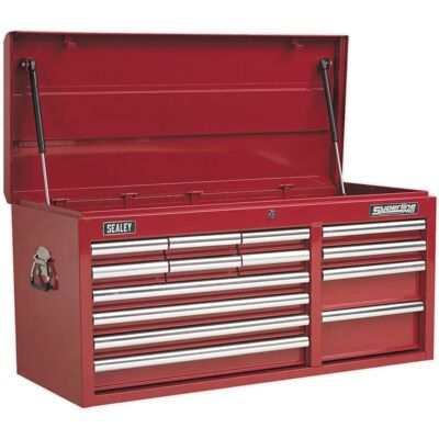 Loops 1025 x 435 x 490mm Red 14-Drawer Lockable Tool Chest - Storage Cabinet Loops 1025 x 435 x 490mm Red 14-Drawer Lockable Tool Chest - Storage Cabinet