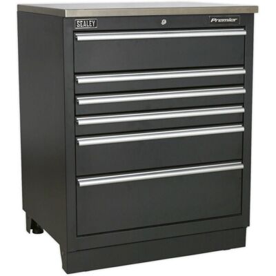 Loops 775mm Heavy Duty Modular Floor Cabinet - 6 Locking Drawers - Steel Construction Loops 775mm Heavy Duty Modular Floor Cabinet - 6 Locking Drawers - Steel Construction