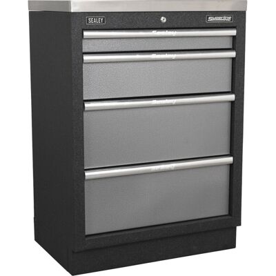 Loops 680mm Modular 4 Drawer Floor Cabinet - Ball Bearing Slides - Locking - 2 Keys Loops 680mm Modular 4 Drawer Floor Cabinet - Ball Bearing Slides - Locking - 2 Keys