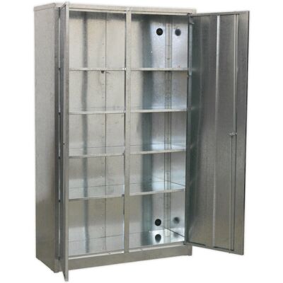 Loops Galvanized Steel Floor Cabinet - Adjustable Shelves - Locking Doors - Industrial Storage Loops Galvanized Steel Floor Cabinet - Adjustable Shelves - Locking Doors - Industrial Storage