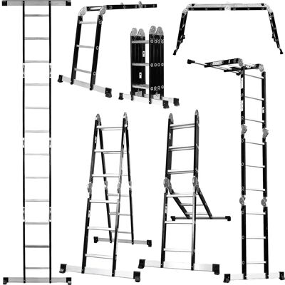 Excel Aluminium Scaffolding Combination Ladder Foldable 3.5m Step Multipurpose 12 In 1 - Ladder Excel Aluminium Scaffolding Combination Ladder Foldable 3.5m Step Multipurpose 12 In 1 - Ladder