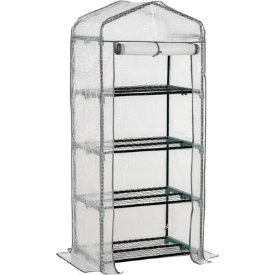 Outsunny Mini Greenhouse 4-Tier Portable Plant House Shed - Green/White Greenhouse Outsunny Mini Greenhouse 4-Tier Portable Plant House Shed - Green/White Greenhouse